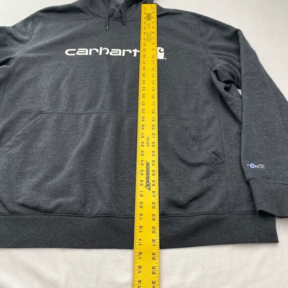 Carhartt Force Hoodie Sweatshirt Gray Loose Fit Grunge Workwear Mens 3XL - Picture 6 of 10